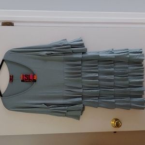 Boutique Ruffle Tier Dress Sz Large Aqua/Blue